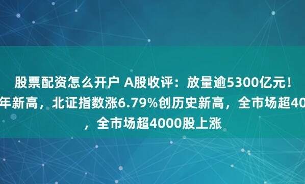 股票配资怎么开户 A股收评：放量逾5300亿元！沪指创10年新高，北证指数涨6.79%创历史新高，全市场超4000股上涨